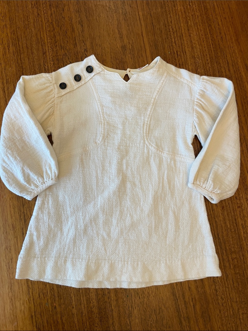 Zara Cream Long Sleeve Top with Shoulder Buttons